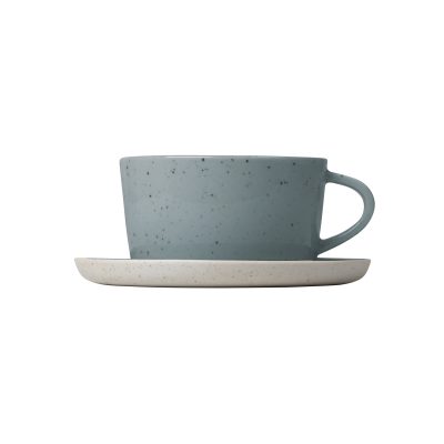 Sablo Ceramic Stoneware Coffee Cups and Saucers, Set of 2 - Gessato Design Store