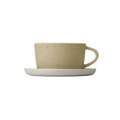 Sablo Ceramic Stoneware Coffee Cups and Saucers, Set of 2 - Gessato Design Store