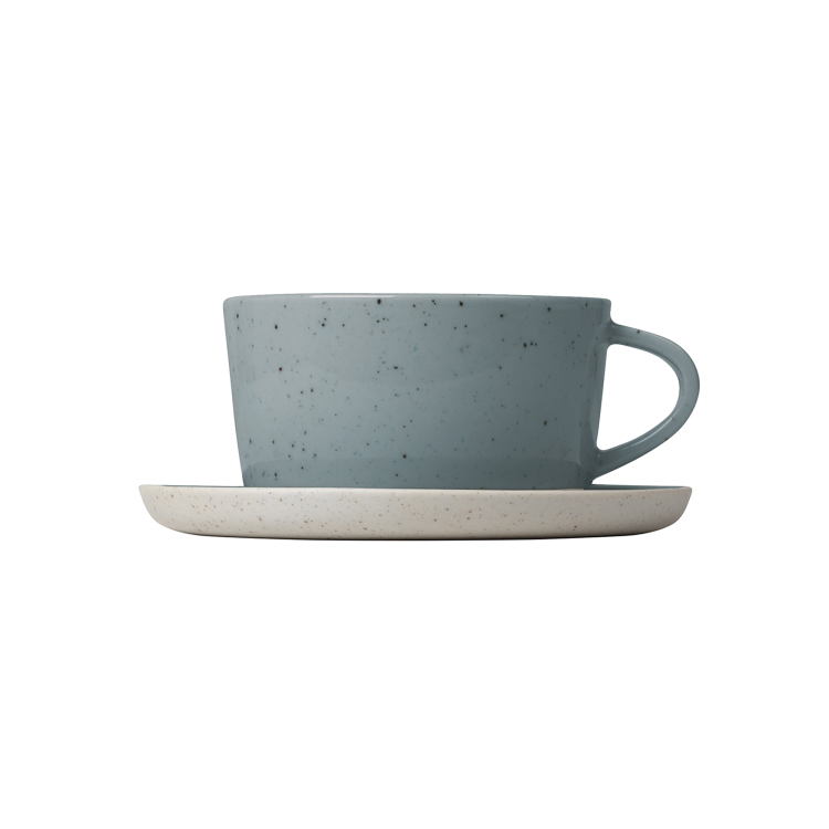 Sablo Ceramic Stoneware Tea Cups and Saucers – Set of 2
