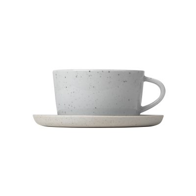 Sablo Ceramic Stoneware Tea Cups and Saucers – Set of 2 - Gessato Design Store