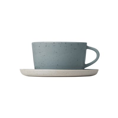Sablo Ceramic Stoneware Tea Cups and Saucers – Set of 2 - Gessato Design Store