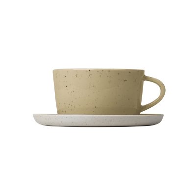 Sablo Ceramic Stoneware Tea Cups and Saucers – Set of 2 - Gessato Design Store
