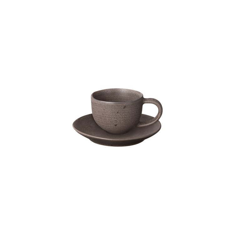 Kumi Stoneware Espresso Cups with Saucers, set of 2