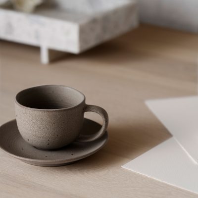 Kumi Stoneware Espresso Cups with Saucers, set of 2 - Gessato Design Store