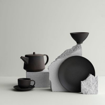 Kumi Stoneware Espresso Cups with Saucers, set of 2 - Gessato Design Store