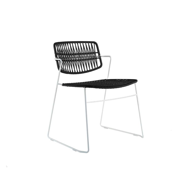 Serpentine Outdoor Chair, White/Black
