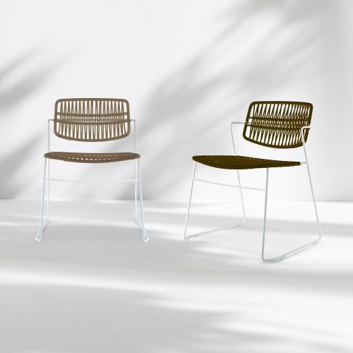 Serpentine Outdoor Chair, White/Brown - Gessato Design Store