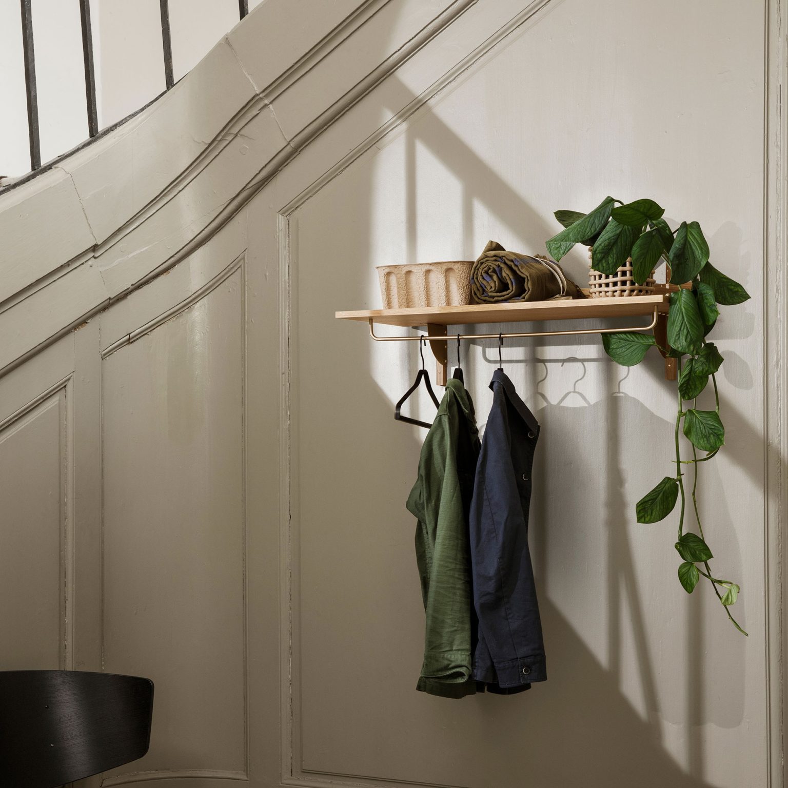 Ferm Living - Sector Rack Shelf, Oak/Brass | Gessato Design Store
