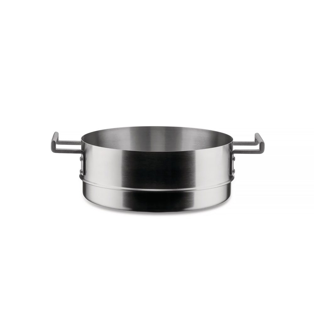 Alessi Convivio DC114/28 Koekenpan met diep design, multiply, geschikt voor inductie, 8/10 roestvrij staal met PVD en magnetische stalen bodem, keramische antiaanbakbinnenkant, mat