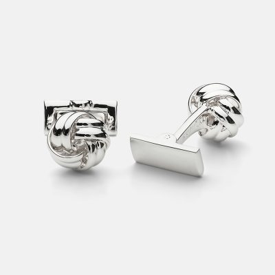 Black Tie Cufflinks - Knot, Silver - Gessato Design Store