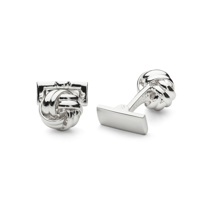 Black Tie Cufflinks – Knot, Silver