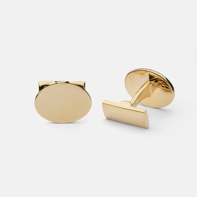 Black Tie Cufflinks - Oval, Gold - Gessato Design Store