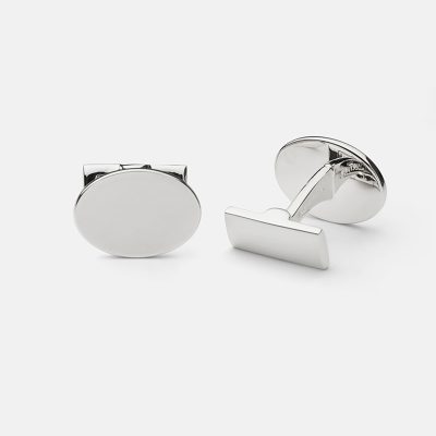 Black Tie Cufflinks - Oval, Silver - Gessato Design Store