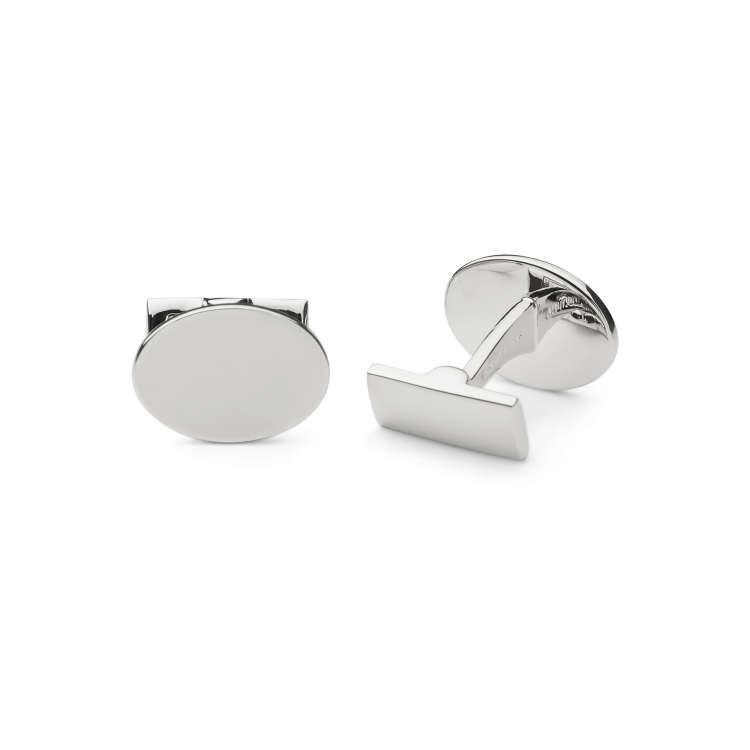 Black Tie Cufflinks – Oval, Silver
