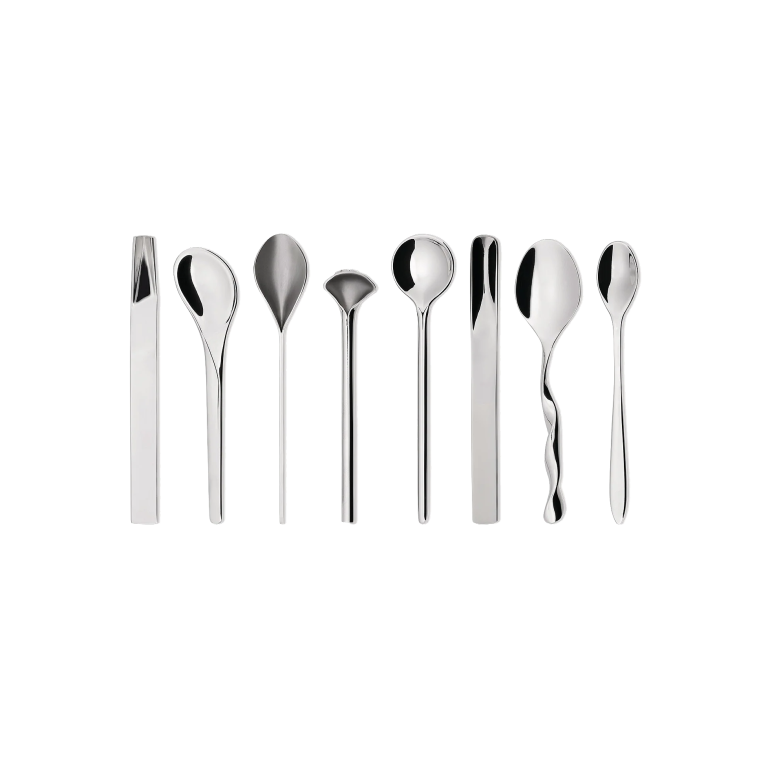 Alessi Il Caffe Zuckerlöffel-Set - 4 Stück, Silber, 9 X 13,5 Cm, Design Von Miriam Mirri
