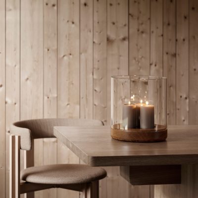 Lanto Hurricane Lamp With Wood Base - Gessato Design Store