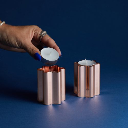 Modern Mensch Candle Holders, Rose Gold - Gessato Design Store