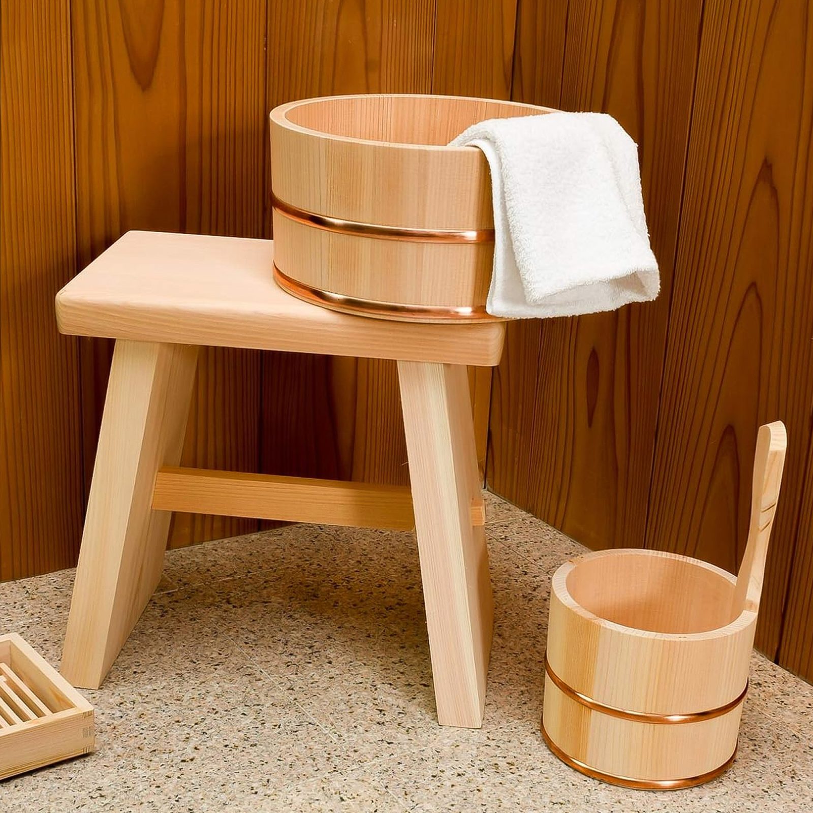 Umezawa Hinoki Sauna Stool Gessato Design Store