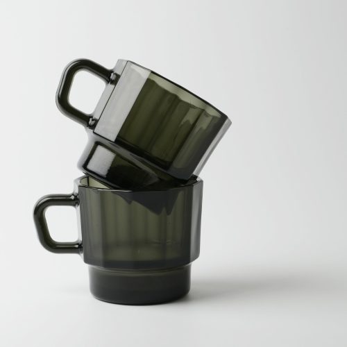 W Glass Coffee Cup, Black - Gessato Design Store