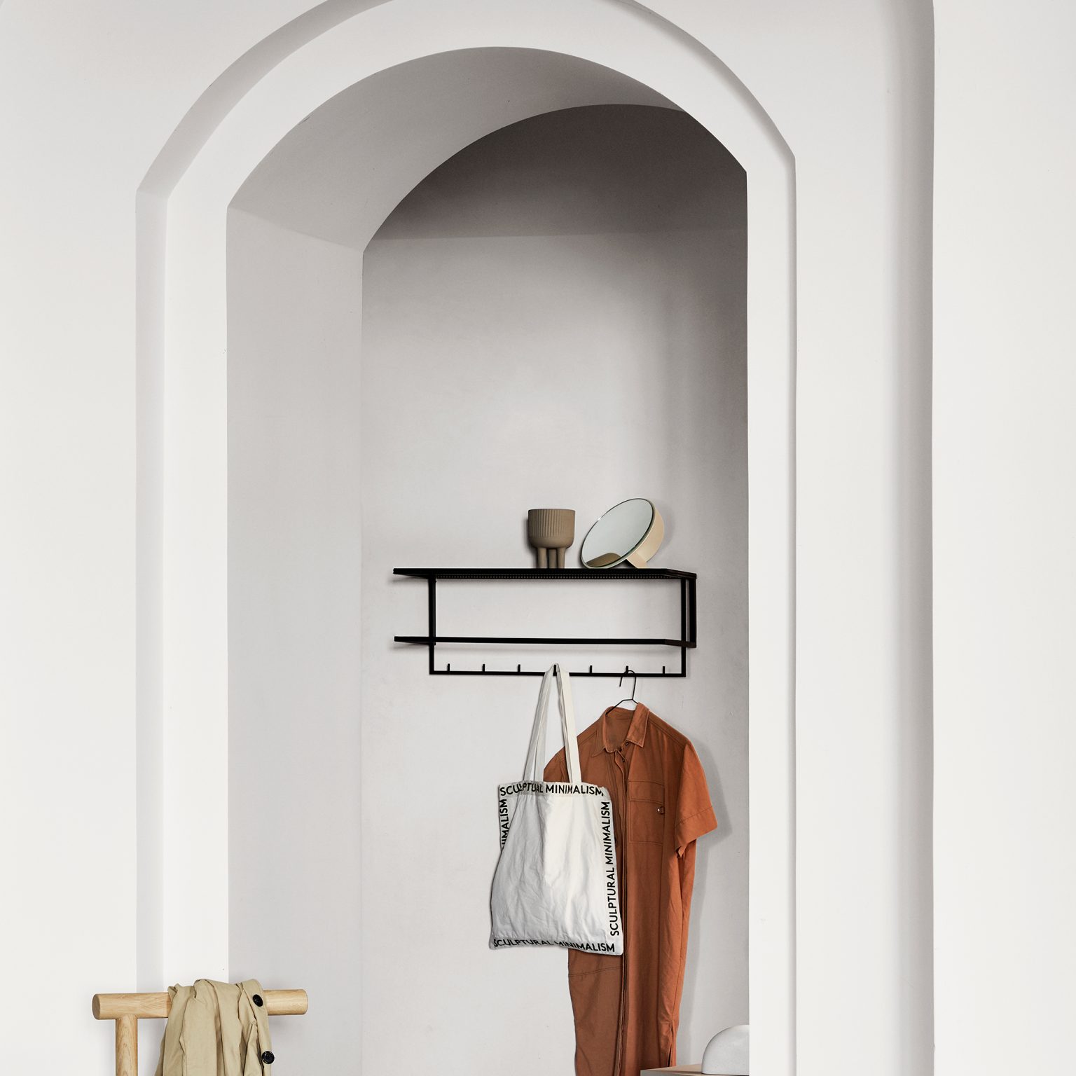 Kristina Dam Studio - Grid, Wall Mounted Coat Rack With Shelf | Gessato ...