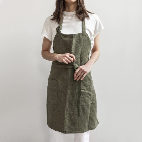 Moku Linen Apron, Olive - Gessato Design Store