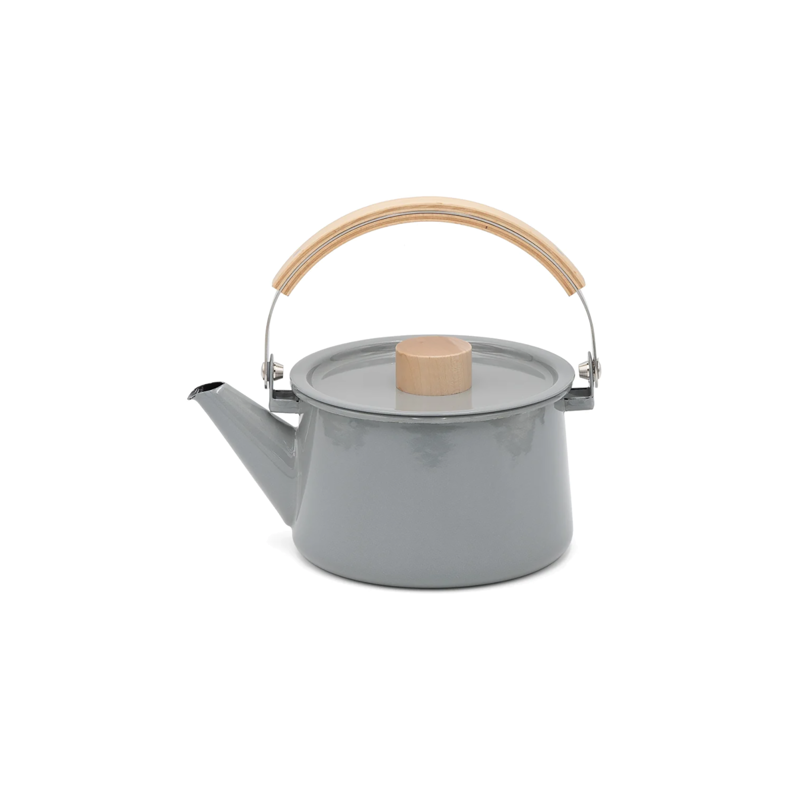 Kaico Enamel Kettle with Wooden Handle, Gray - Gessato Design Store