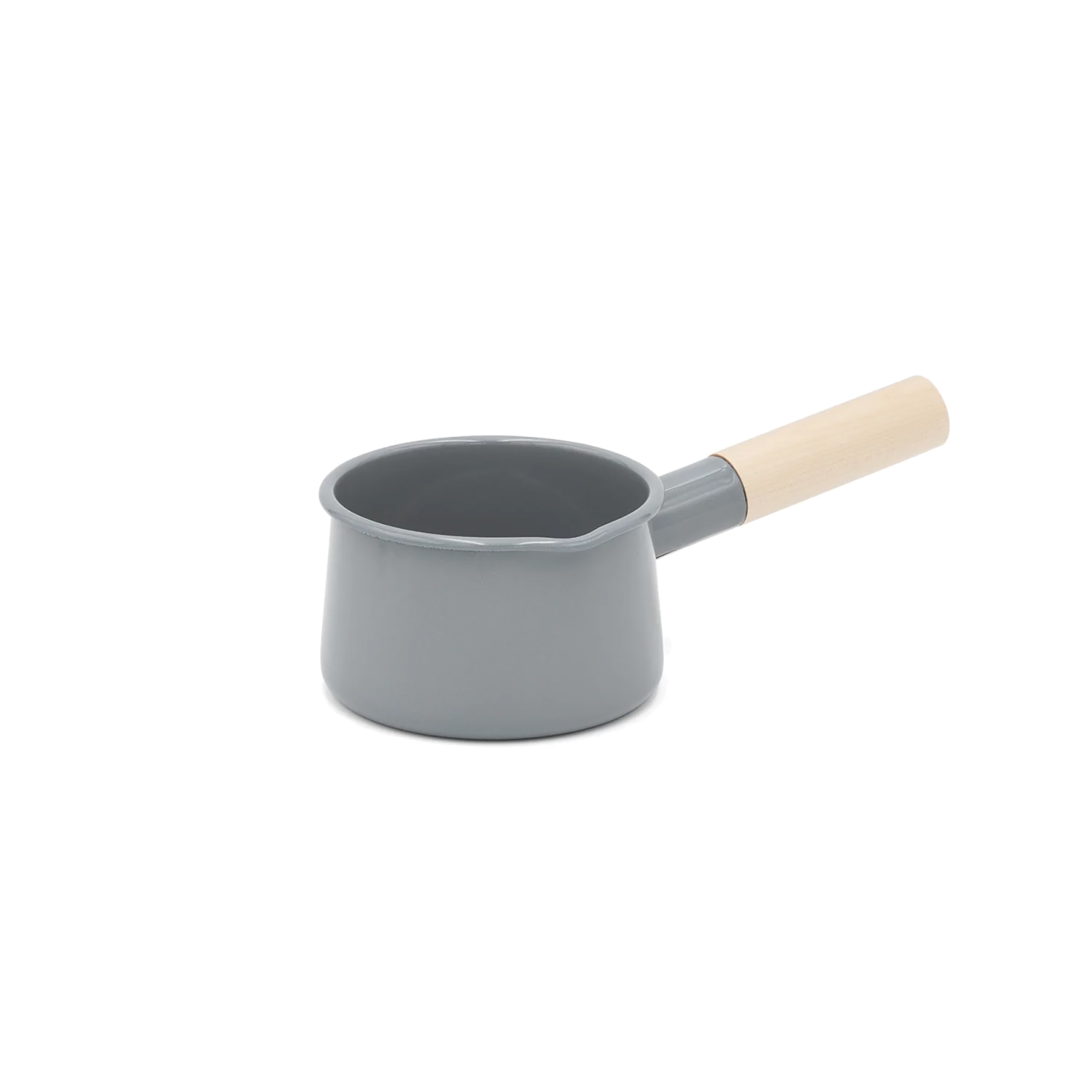 Kaico Enamel Milk Pan with Wooden Handle, Gray - Gessato Design Store