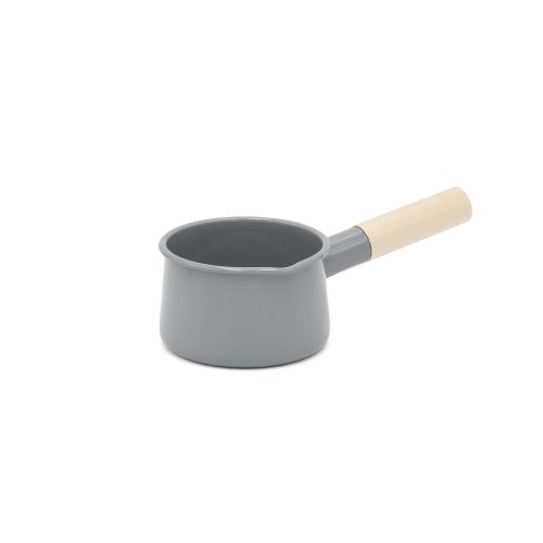 Kaico Enamel Milk Pan with Wooden Handle, Gray - Gessato Design Store