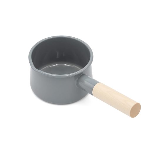 Kaico Enamel Milk Pan with Wooden Handle, Gray - Gessato Design Store