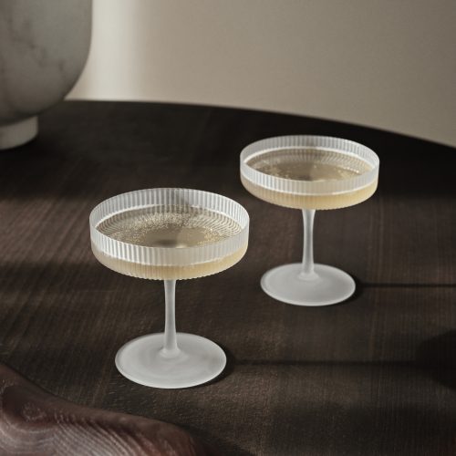 Ripple Frosted Champagne Glasses, Set of 2 - Gessato Design Store