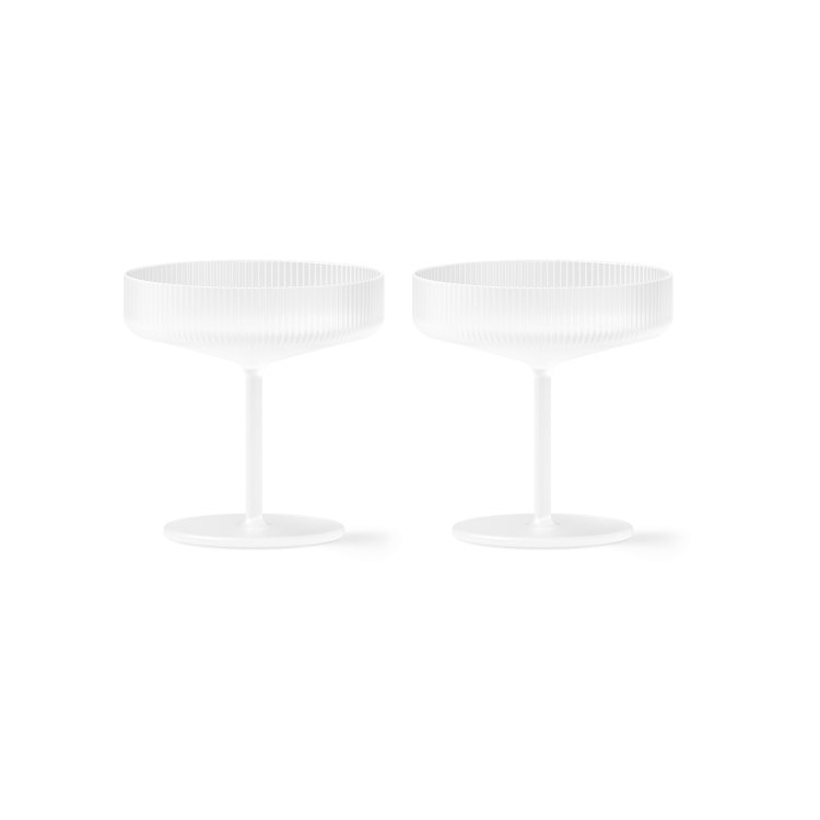 Ripple Frosted Champagne Glasses, Set of 2