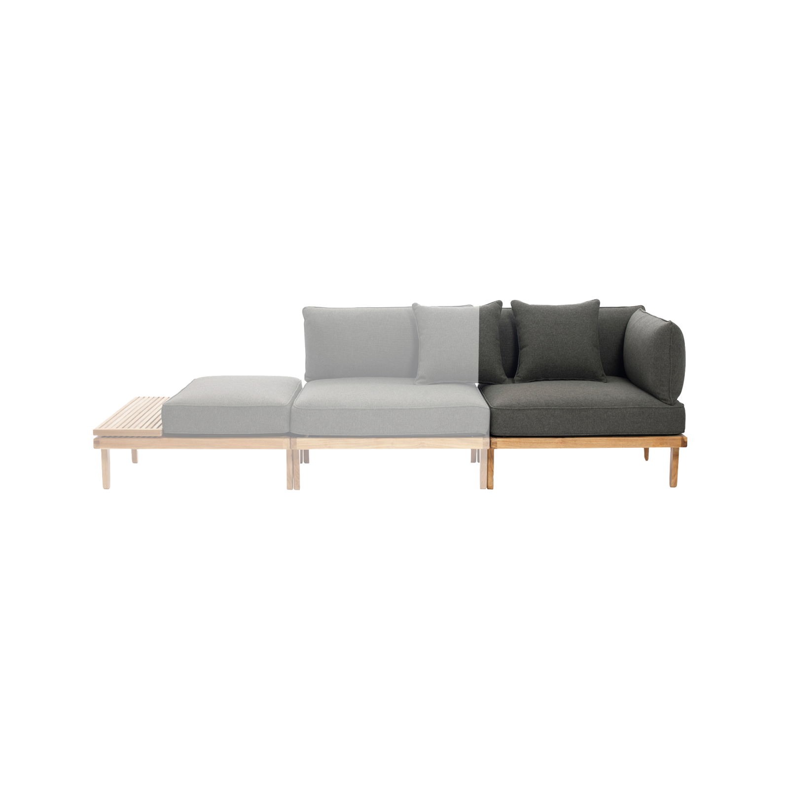 Rib Outdoor Sofa Adaptable Corner Module with Cushion - Gessato Design Store