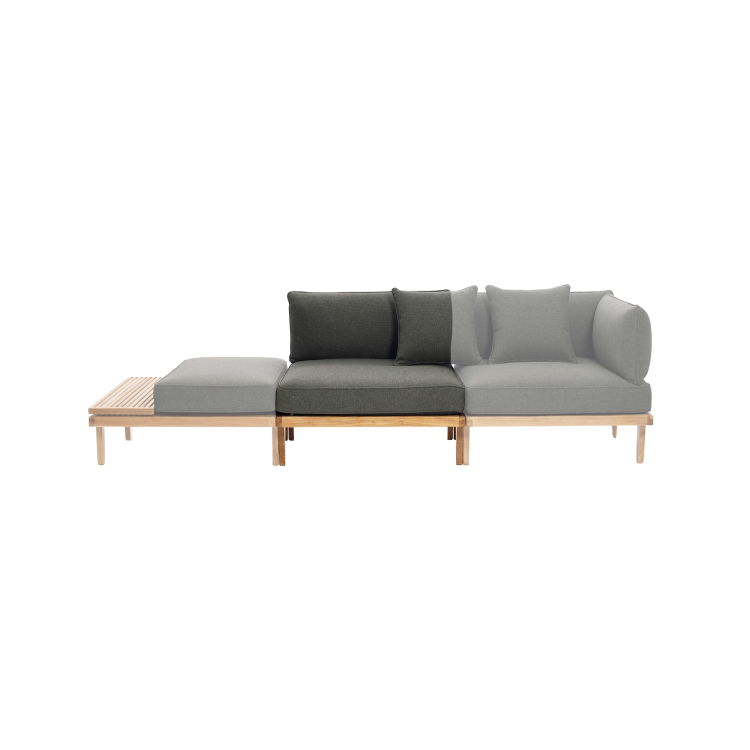 Rib Outdoor Sofa Central Module with Cushions
