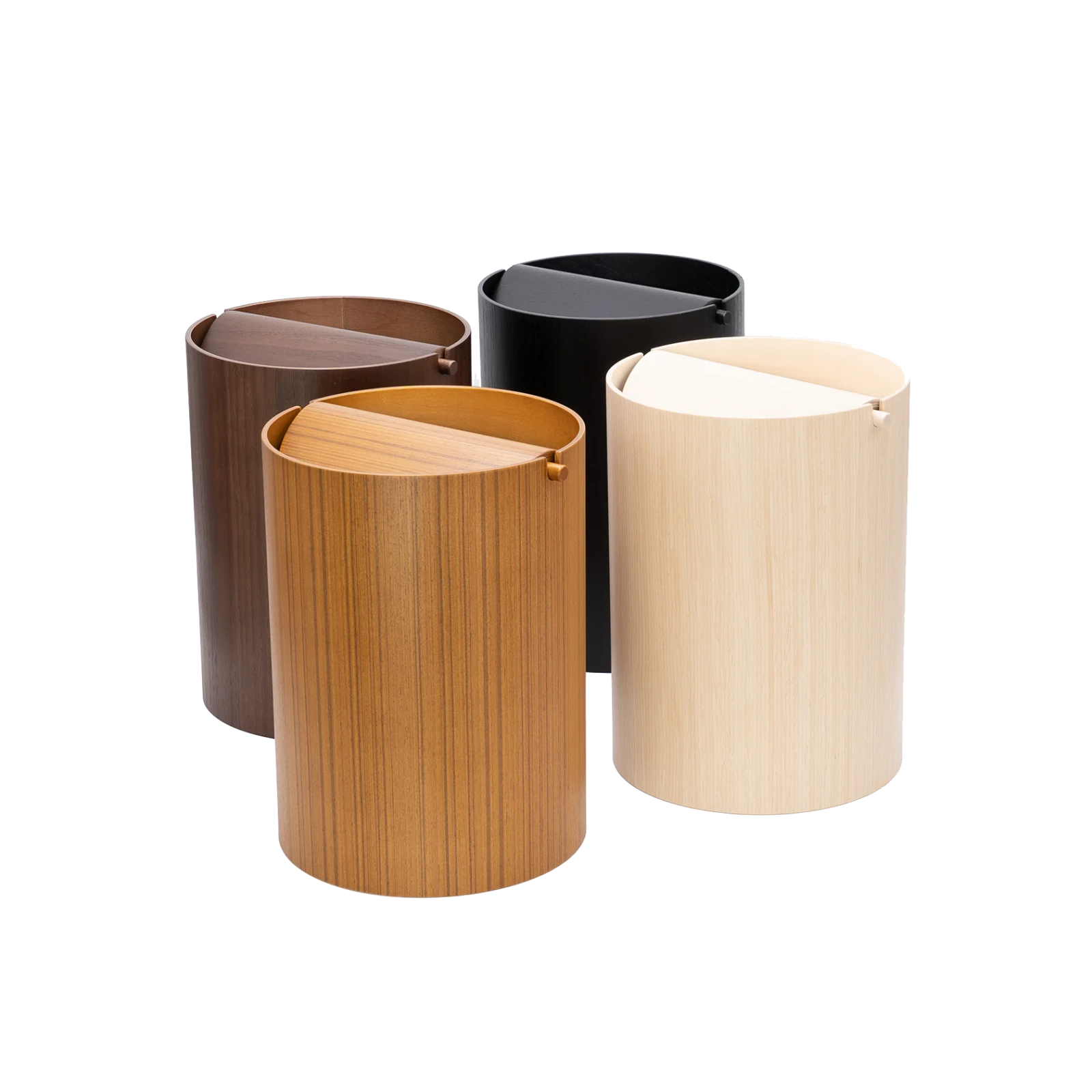 Wood Waste Basket with Lid - Gessato Design Store