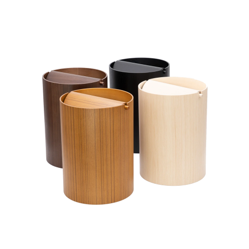 Wood Waste Basket with Lid - Gessato Design Store