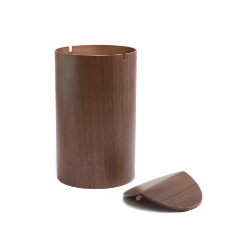 Wood Waste Basket with Lid - Gessato Design Store