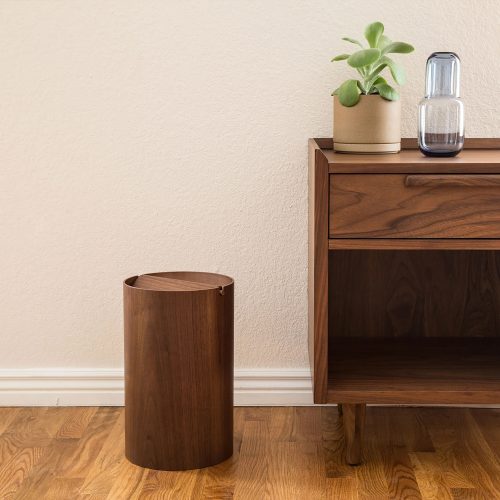 Wood Waste Basket with Lid - Gessato Design Store