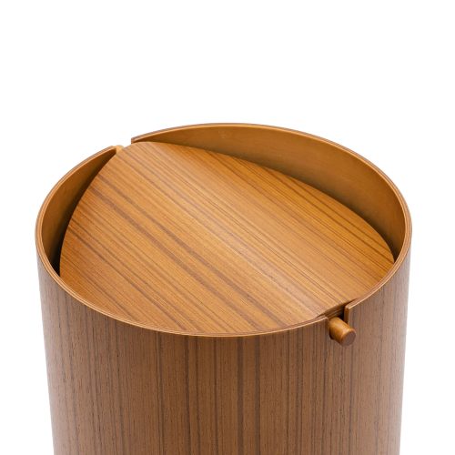 Wood Waste Basket with Lid - Gessato Design Store