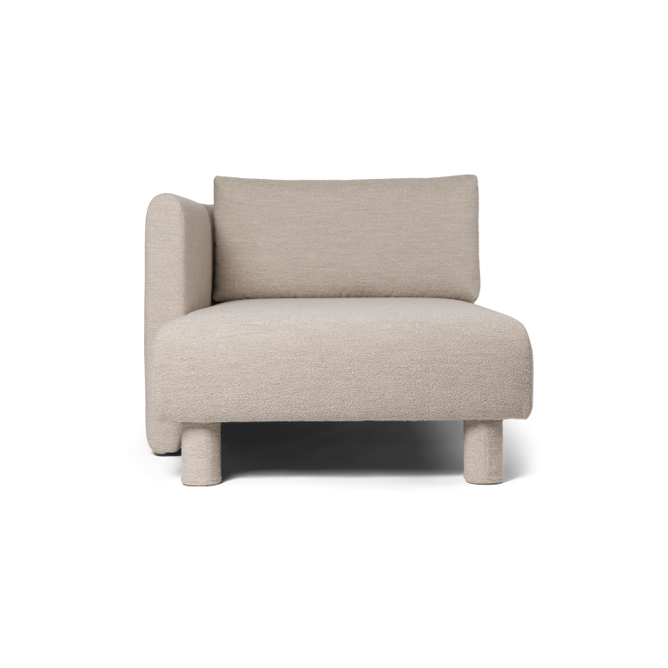 Dase Sofa Chaise Longue Left, Soft Bouclé – Natural