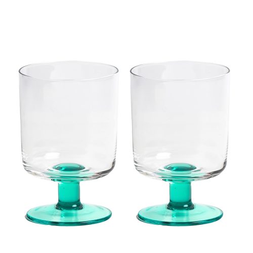 Eddie Wine Glasses - Clear/Green, Set of 2 - Gessato Design Store