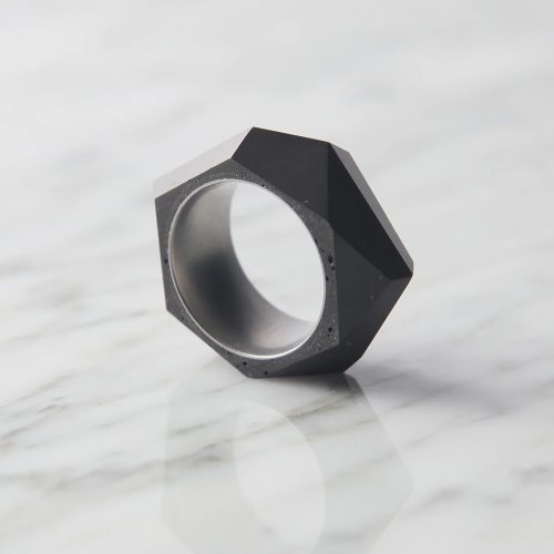 Rock Concrete Ring, Dark Grey - Gessato Design Store