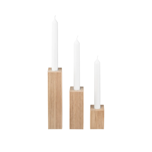 Oak Candle Holder Set - 3pc - Gessato Design Store