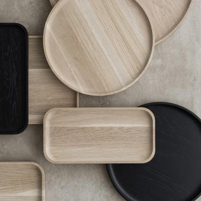 Oku Oak Round Tray, Black - Gessato Design Store