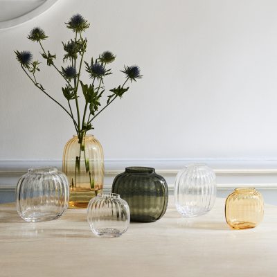 Primula Oval Vase, 4.9" Tall Amber - Gessato Design Store