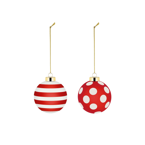 Delight Stripes & Dots Set of 2 Christmas Baubles - Gessato Design Store