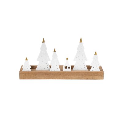 Porcelain & Wood Holiday Fir Tree Tealight Holder Set - Gessato Design Store