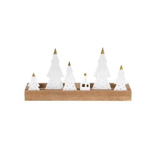 Porcelain & Wood Holiday Fir Tree Tealight Holder Set - Gessato Design Store