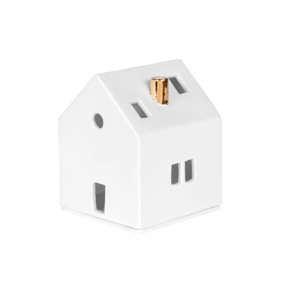 Porcelain Village House Candleholder - Gold Chimney - Gessato Design Store
