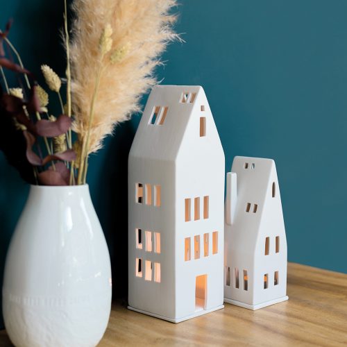 Porcelain Village House Candleholder Set - 2 Pieces - Gessato Design Store