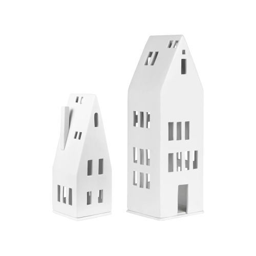 Porcelain Village House Candleholder Set - 2 Pieces - Gessato Design Store